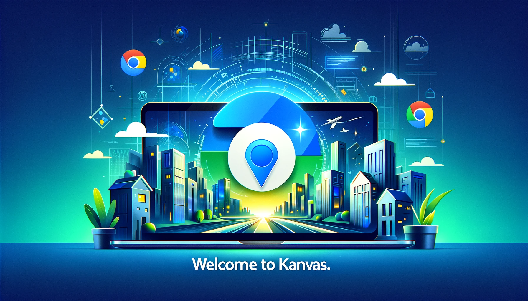 DALL·E 2023-11-20 22.19.34 - Create an engaging and professional graphic for the Kanvas Google Chrome plugin. The image should represent the Welcome to Kanvas concept. Include v